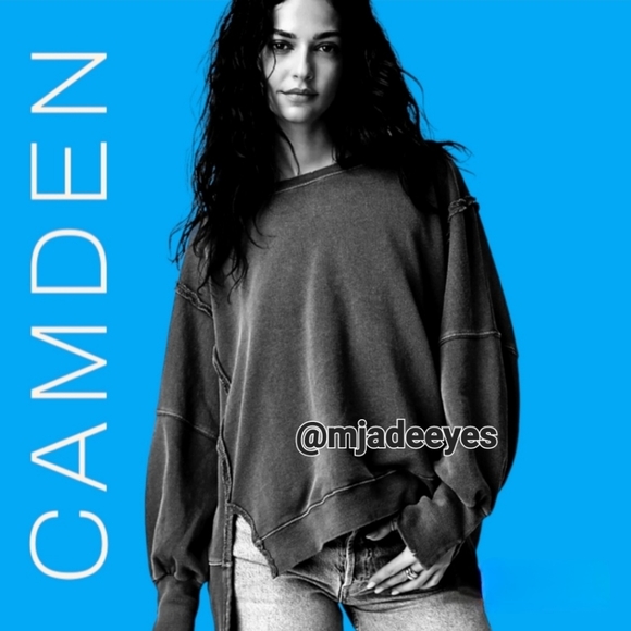 FREE PEOPLE CAMDEN Sweatshirt in Washed Black XS nwot - Picture 4 of 8